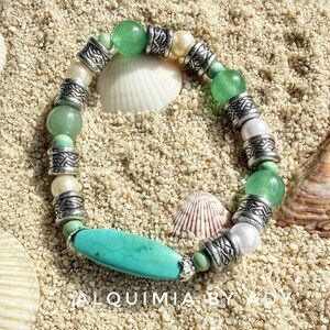 Alquimia Turquoise, Green, and SILVER AVENTURINE Bracelet